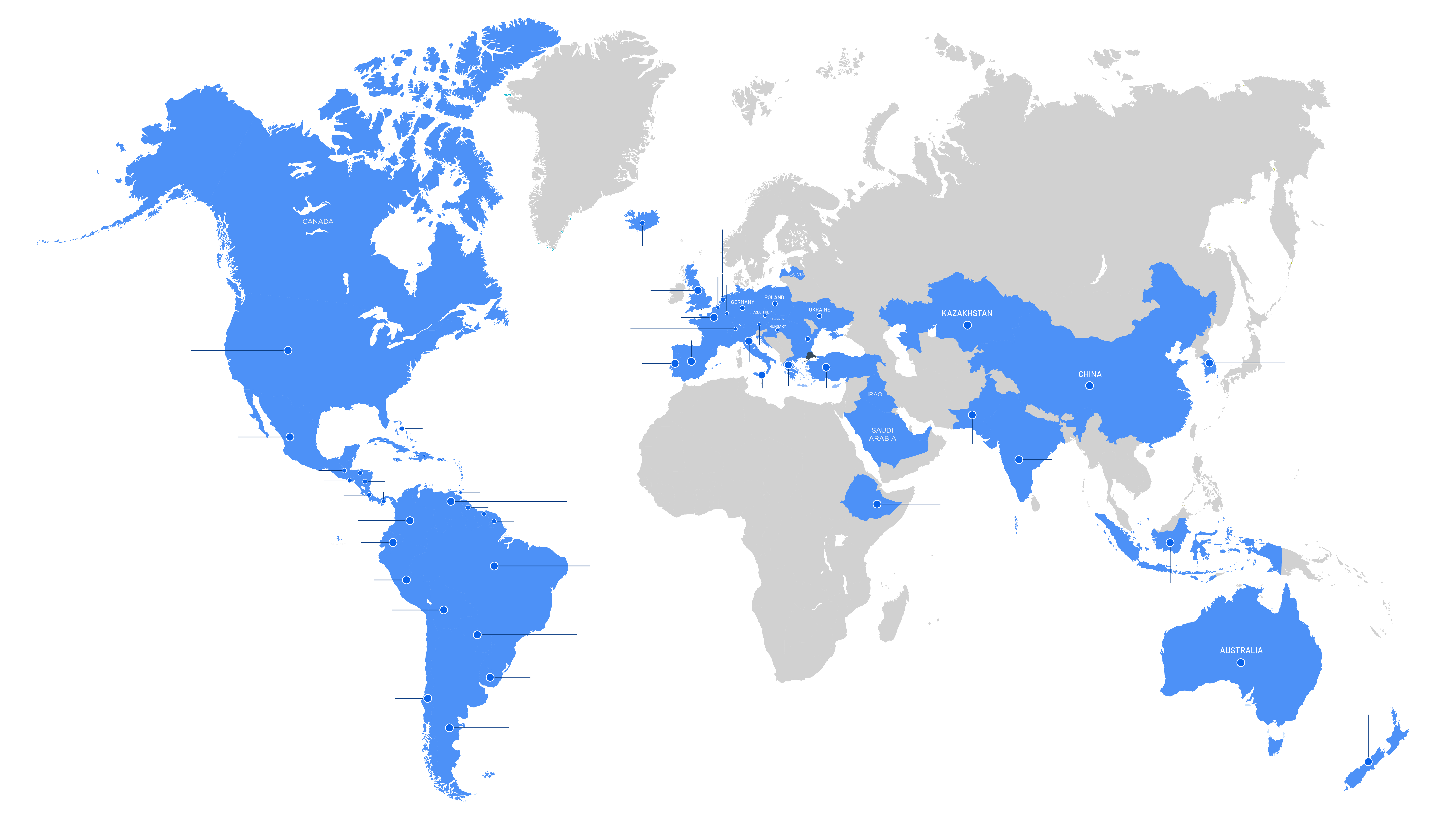 Blue Map Distribution_Countries_With Names